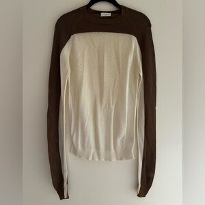 Dries Van Noten Brown and Cream Mesh Top
